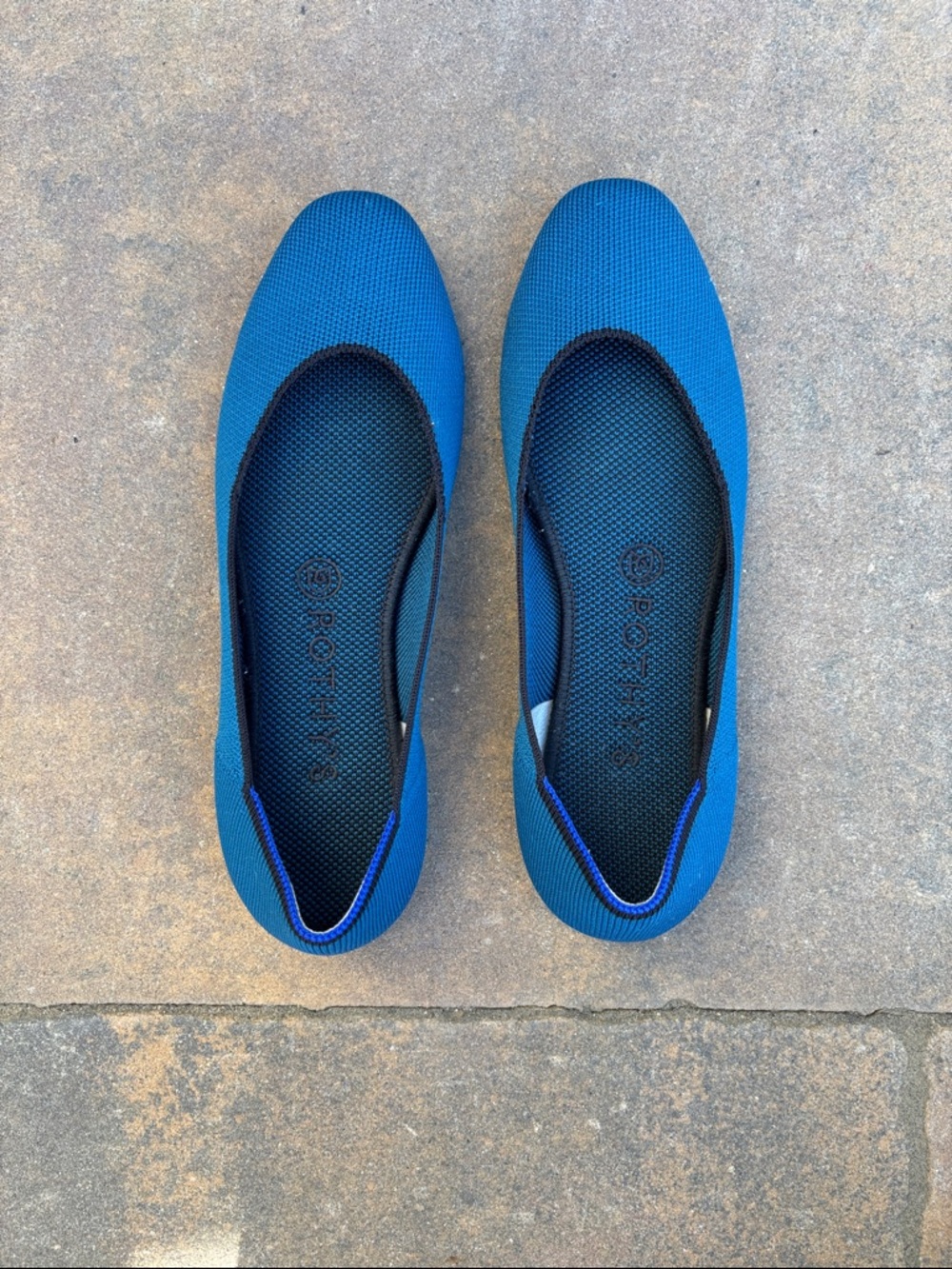 Rothy's Retired Round Toe Electric Blue Knit Slip-On Flats - Picture 9 of 16